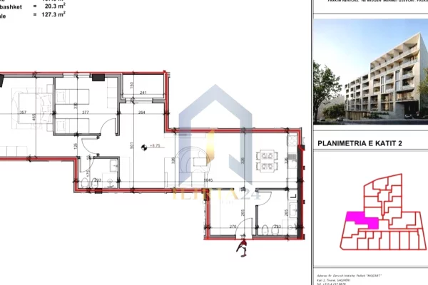 Shtepi ne shitje Apartament ne Tirane, 2+1, Mobilimi Bosh, pa mobiluar, Pagesa 120,027  Euro.