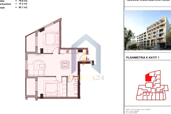 Shtepi ne shitje Apartament ne Tirane, 2+1, Mobilimi Bosh, pa mobiluar, Pagesa 104,610  Euro.