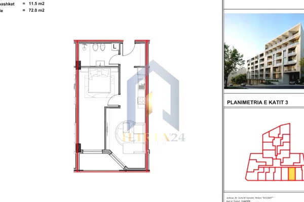 Apartament 1+1 në shitje tek Kompleksi më i ri rezidencial "Aluna 5", Paskuqan