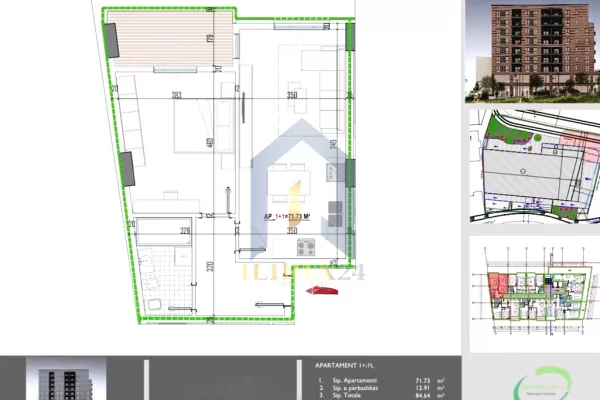 Shtepi ne shitje Apartament ne Tirane, 1+1, Mobilimi Bosh, pa mobiluar, Pagesa 105,800  Euro.