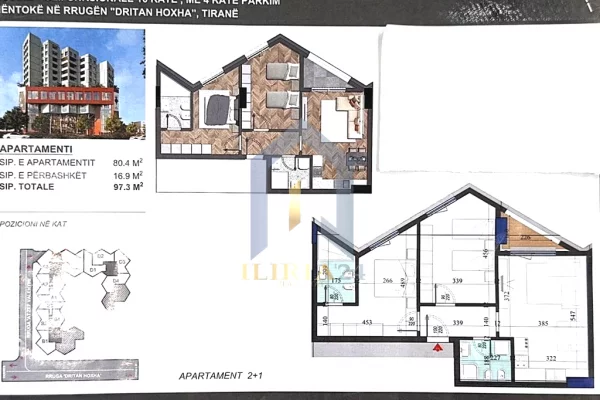 Shtepi ne shitje Apartament ne Tirane, 2+1, Mobilimi Bosh, pa mobiluar, Pagesa 175,140  Euro.