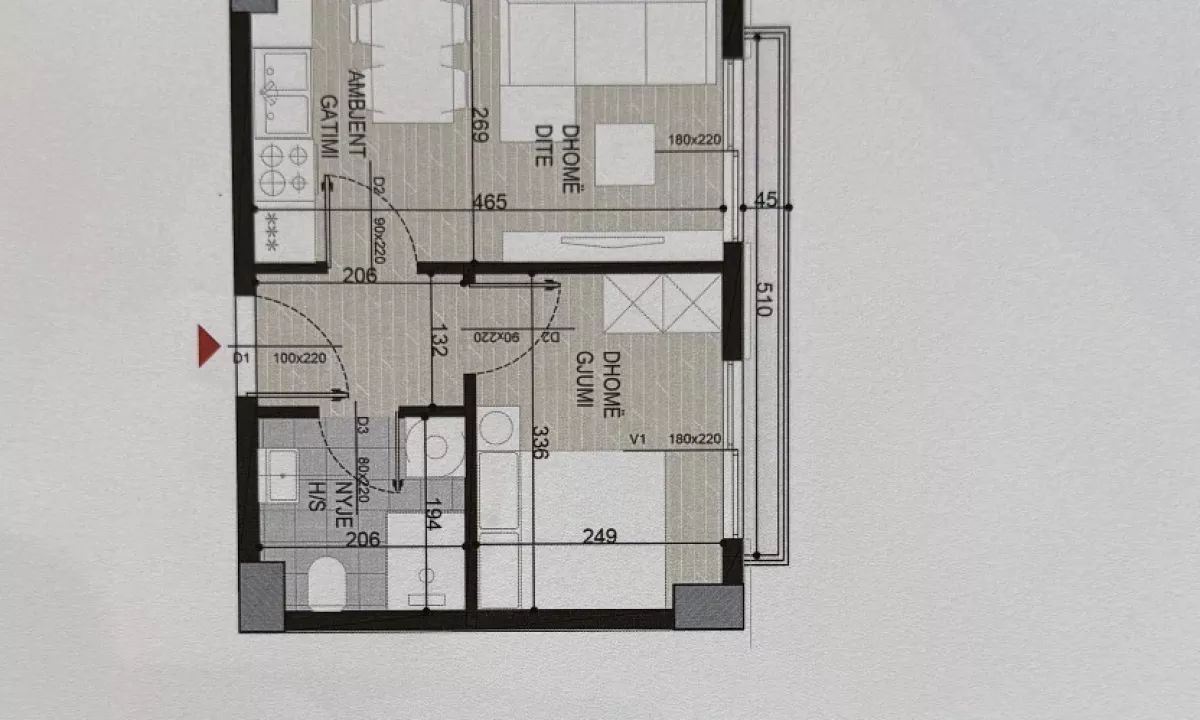 Shtepi ne shitje Apartament ne Tirane, 1+1, Mobilimi Bosh, pa mobiluar, Pagesa 75,000  Euro.