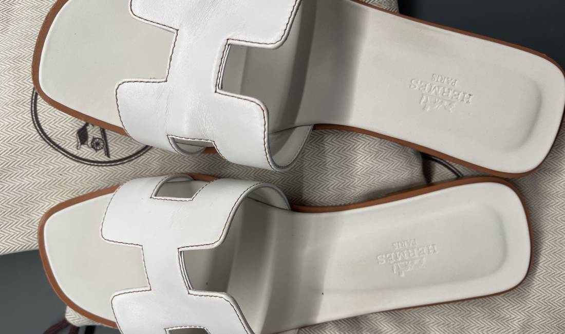 Hermes Oran Sandals white