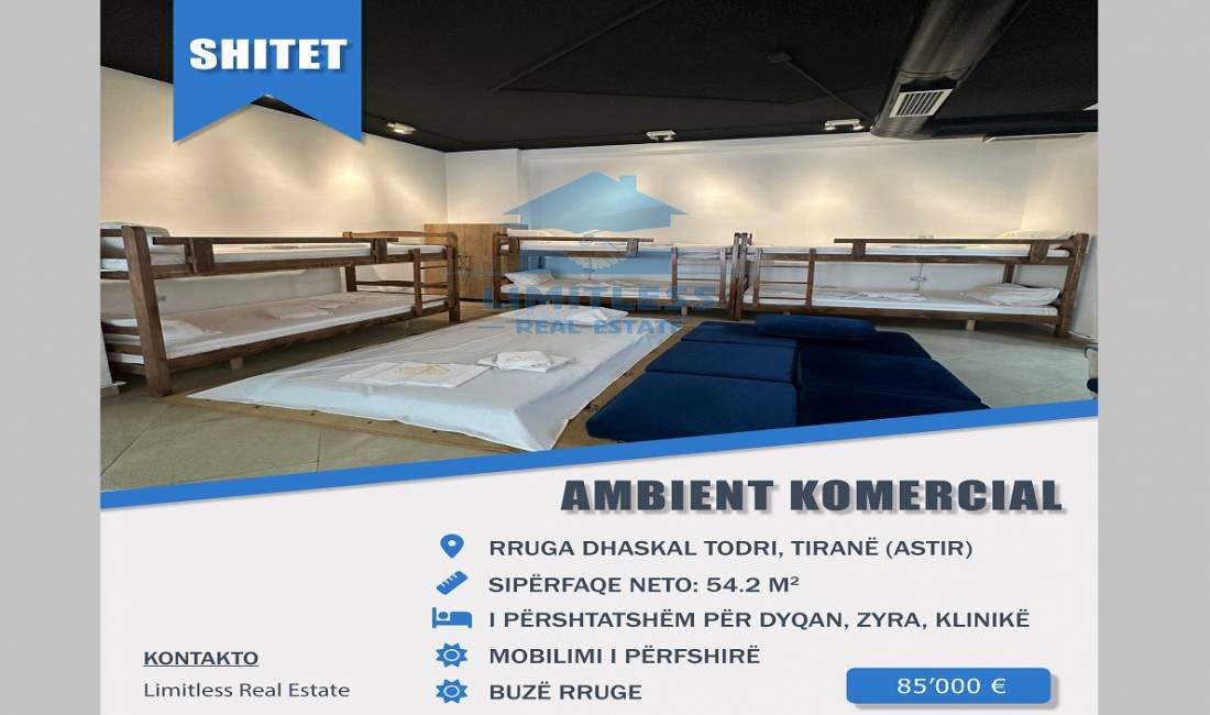 Shitet Ambient Komercial ne rrugen Dhaskal Todri, Tirane, Astir