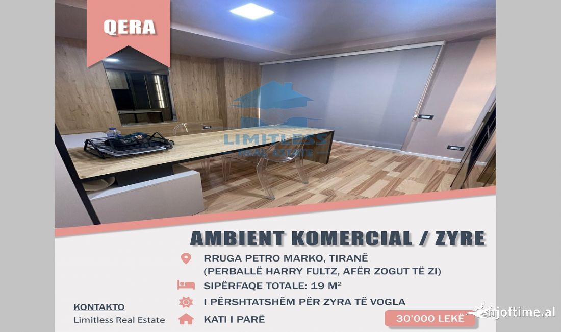 Jepet me Qera Ambient Komercial/Zyre ne pallat te ri ne katin e pare perballe Harry Fultz, Tirane
