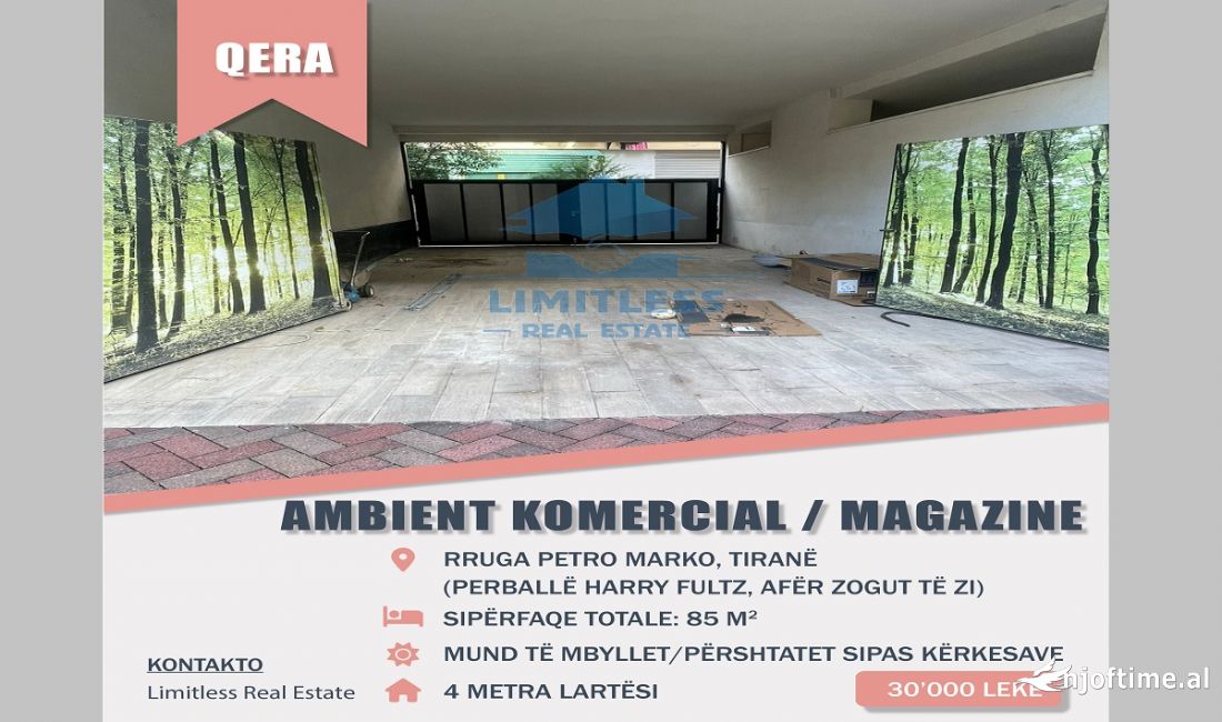 Jepet me qera Ambient Komercial/Magazine ne katin e pare perballe Harry Fultz, Tirane