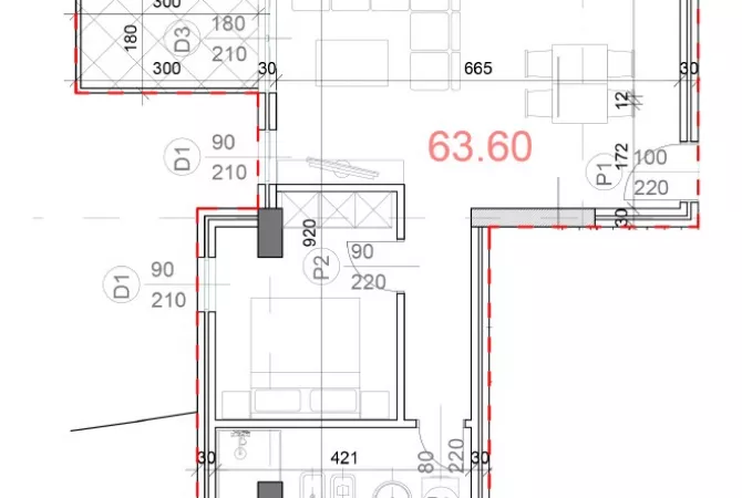 Appartamento in vendita a Tirana 1+1, Vuoto