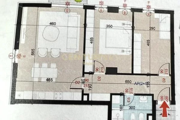 Shtepi ne shitje Apartament ne Tirane, 2+1, Mobilimi Bosh, pa mobiluar, Pagesa 183,600  Euro.