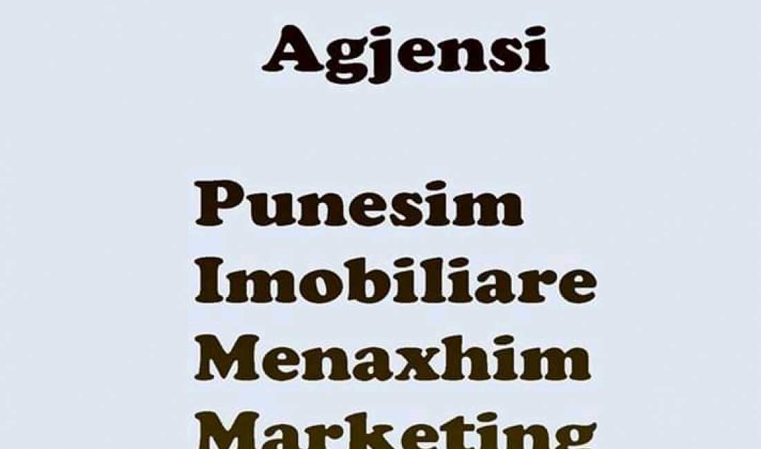 Agjensia ofron ndermjetesim ne fusha per Punesim, Imobiliare, Menaxhim, Marketing dhe Casting