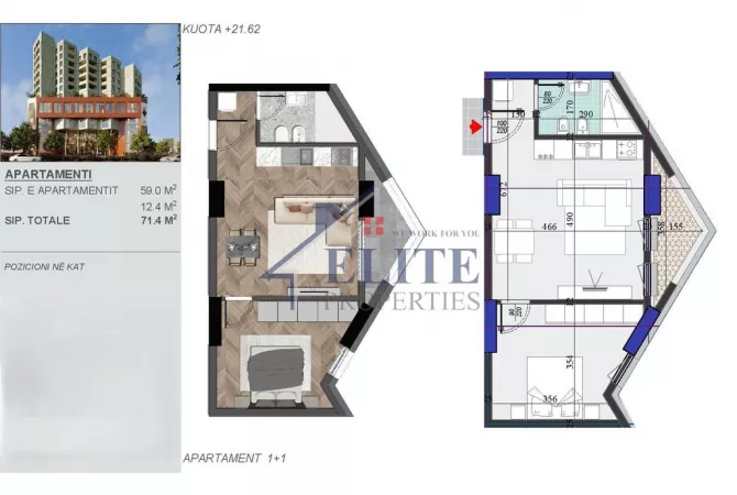 Shtepi ne shitje Apartament ne Tirane, 1+1, Mobilimi Bosh, pa mobiluar, Pagesa 117,810  Euro.
