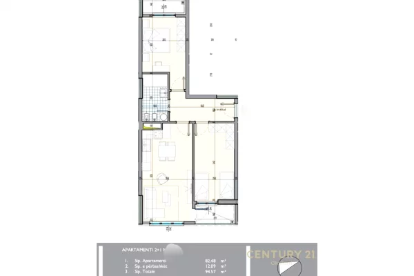 Shtepi ne shitje Apartament ne Tirane, 2+1, Mobilimi Bosh, pa mobiluar, Pagesa 104,000  Euro.