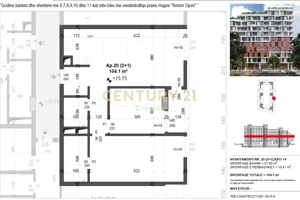 Shtepi ne shitje Apartament ne Tirane, 2+1, Mobilimi Bosh, pa mobiluar, Pagesa 159,000  Euro.