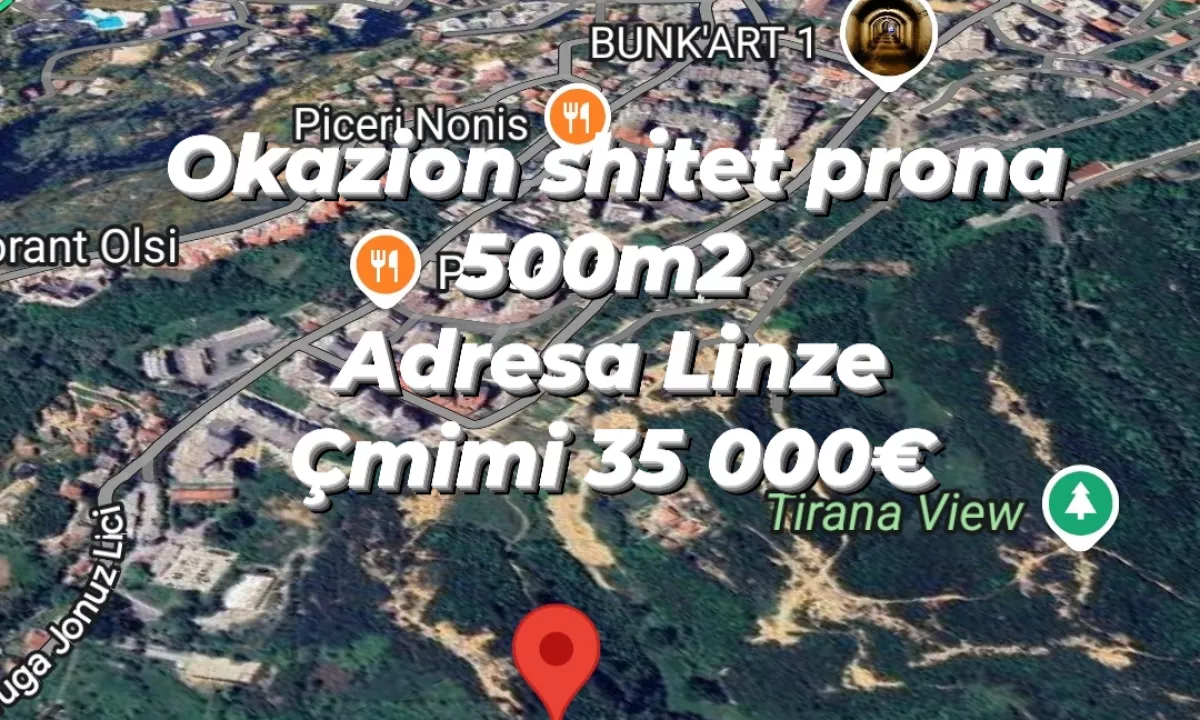 Okazion shitet prona 500m2 Adresa Linze 