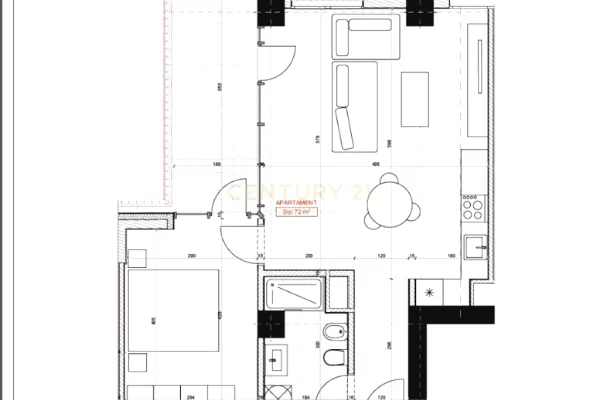 Shtepi ne shitje Apartament ne Tirane, 1+1, Mobilimi Bosh, pa mobiluar, Pagesa 95,350  Euro.