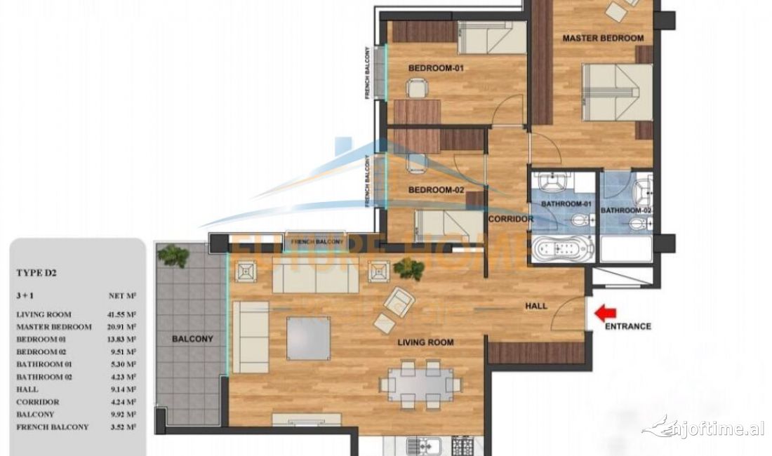 Shtepi ne shitje Apartament ne Tirane, 3+1, Mobilimi Bosh, pa mobiluar, Pagesa 240,000  Euro.