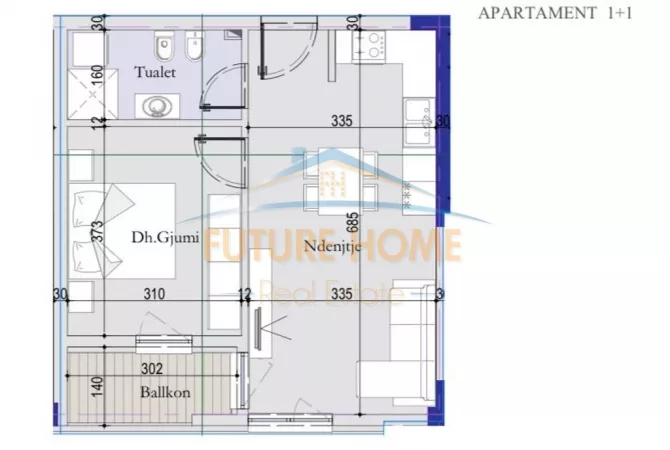 Shtepi ne shitje Apartament ne Tirane, 1+1, Mobilimi Bosh, pa mobiluar, Pagesa 81,000  Euro.