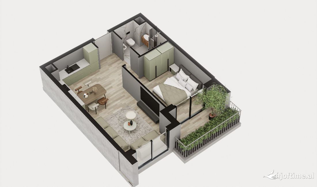 Shtepi ne shitje Apartament ne Tirane, 1+1, Mobilimi Bosh, pa mobiluar, Pagesa 161,000  Euro.