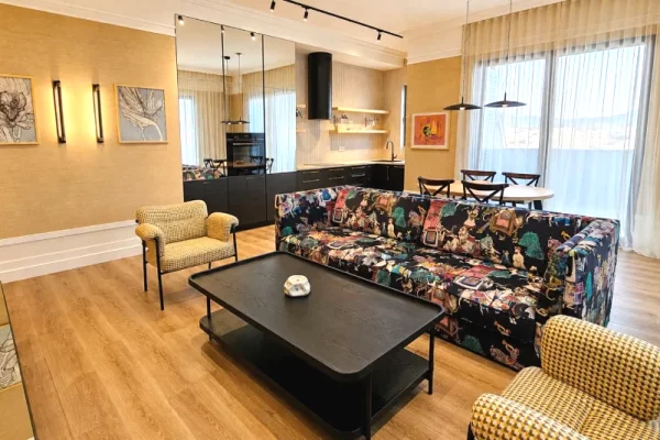 Jepet me qira apartament luksoz 2+1+2+Post Parkimi tek Spring Residence , Vasil Shanto , Rruga Mysly