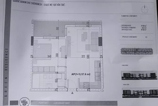 Shitet Apartament 1+1 në Kamez Green Rezidenc