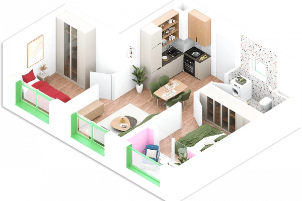 Shtepi ne shitje Apartament ne Tirane, 1+1, Mobilimi Bosh, pa mobiluar, Pagesa 19,000  Euro.