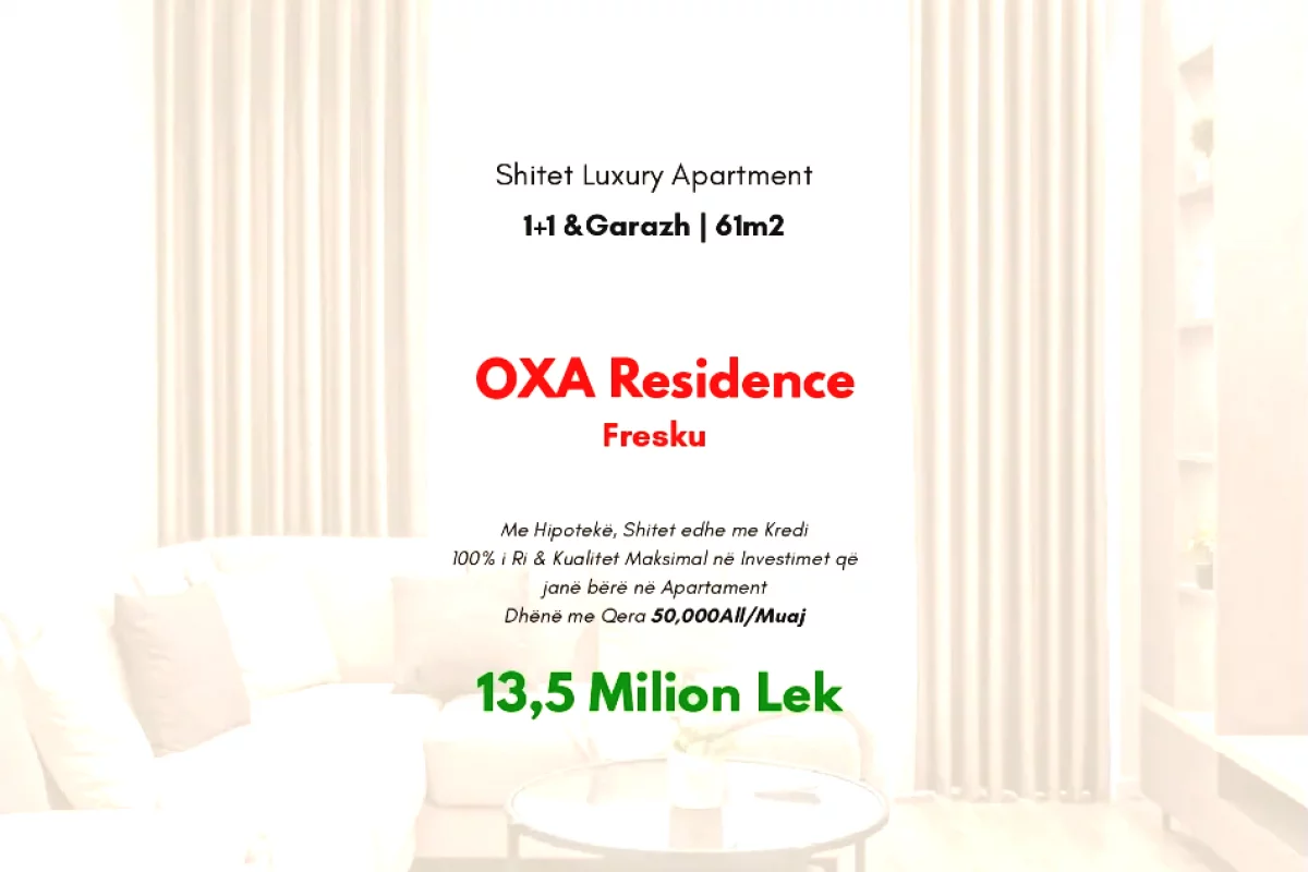 Apartment for sale in Tirana 1+1, Furnished