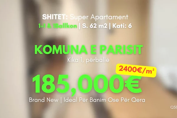 Shtepi ne shitje 1+1 ne Tirane - 185,000 Euro