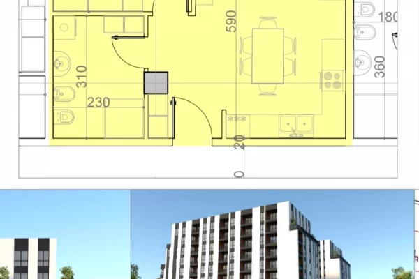 Shtepi ne shitje Apartament ne Tirane, 1+1, Mobilimi Bosh, pa mobiluar, Pagesa 80,600  Euro.