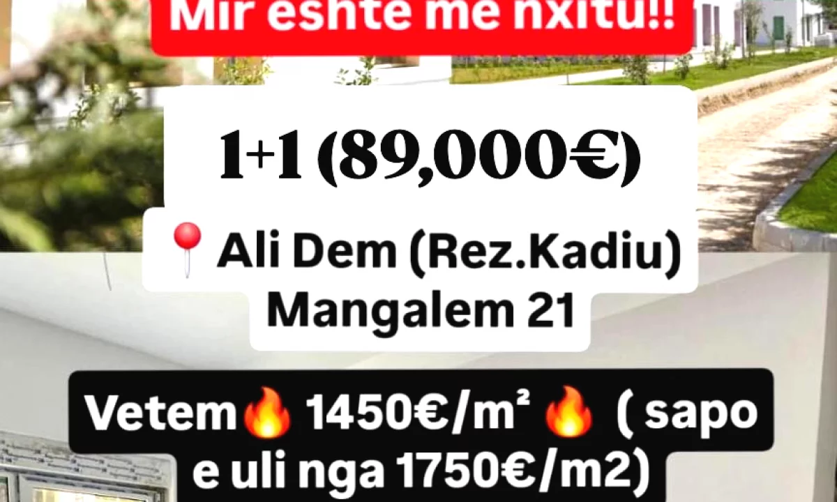 Shtepi ne shitje Apartament ne Tirane, 1+1, Mobilimi Bosh, pa mobiluar, Pagesa 89,000  Euro.