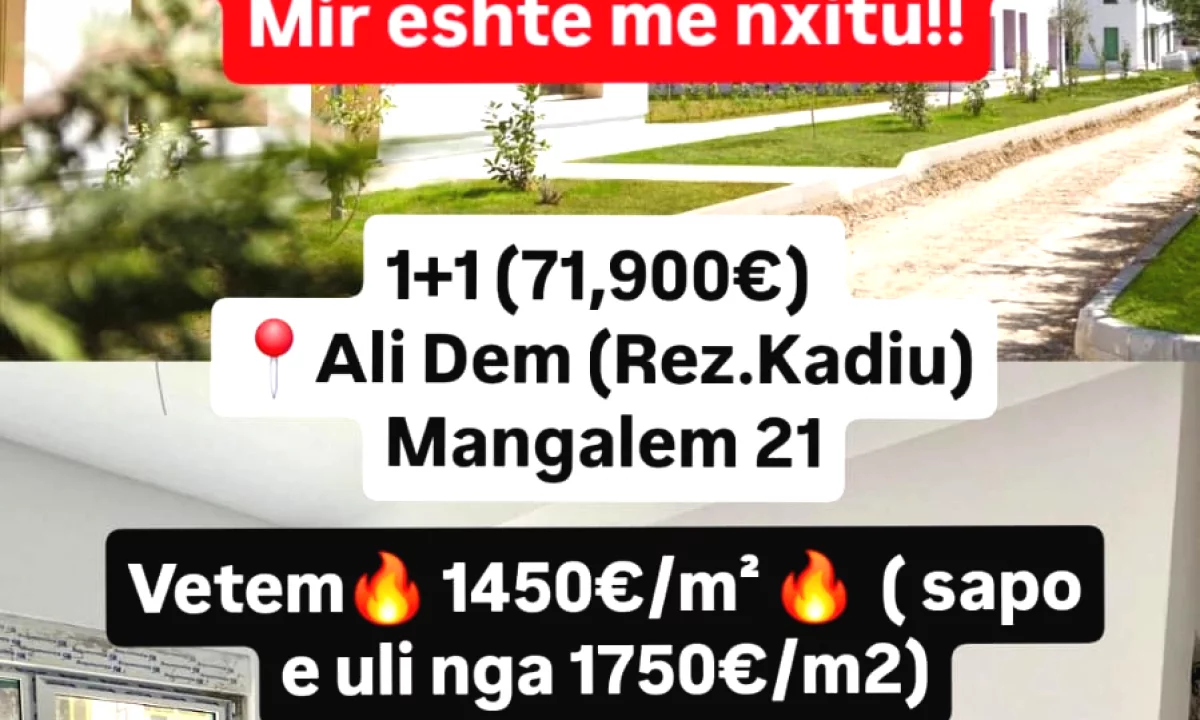 Shtepi ne shitje Apartament ne Tirane, 1+1, Mobilimi Bosh, pa mobiluar, Pagesa 71,900  Euro.