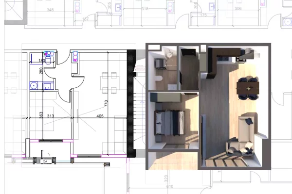 Shtepi ne shitje Apartament ne Tirane, 1+1, Mobilimi Bosh, pa mobiluar, Pagesa 207,000  Euro.