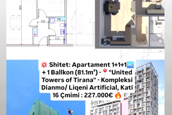 Shtepi ne shitje 1+1 ne Tirane - 227,000 Euro