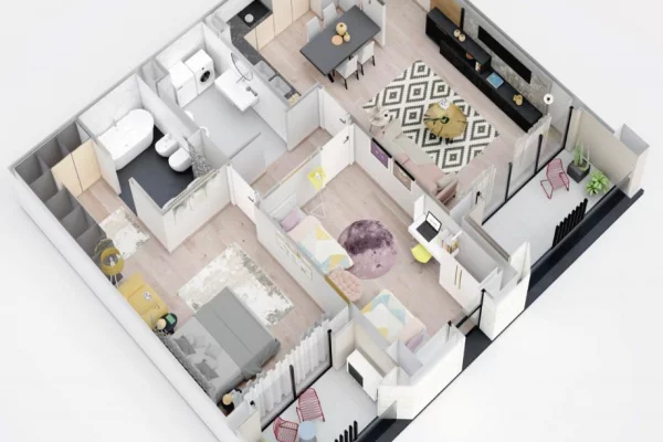 Shtepi ne shitje Apartament ne Tirane, 2+1, Mobilimi Bosh, pa mobiluar, Pagesa 222,000  Euro.
