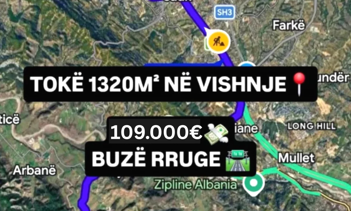 ⛰️ SHITET: Toke ARE 1320 m2 ( VISHNJE - TEG 🟣) 📍Me Mes te Natyres 🌳 109.000Euro Akes Direkt Buze Rruges 🔥🛣️