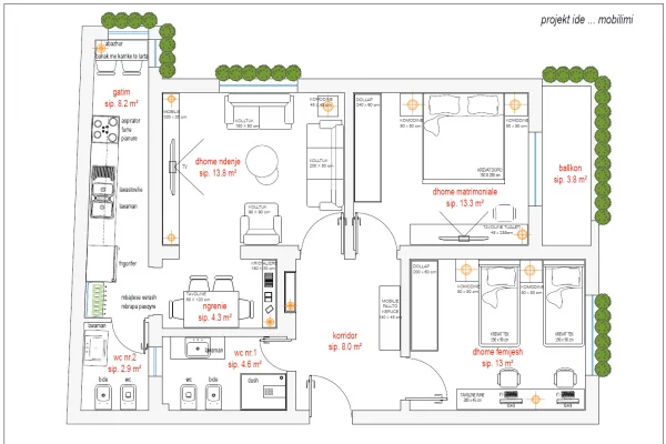 Shtepi ne shitje Apartament ne Tirane, 2+1, Mobilimi Bosh, pa mobiluar, Pagesa 176,000  Euro.
