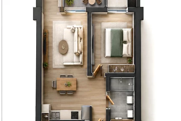 Shtepi ne shitje Apartament ne Tirane, 1+1, Mobilimi Bosh, pa mobiluar, Pagesa 87,000  Euro.