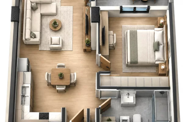 Shtepi ne shitje Apartament ne Tirane, 1+1, Mobilimi Bosh, pa mobiluar, Pagesa 76,000  Euro.
