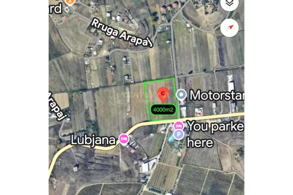 SHITET TOKE 4000m2 BUZE RRUGES KRYESORE NE ARAPAJ, DURRES.