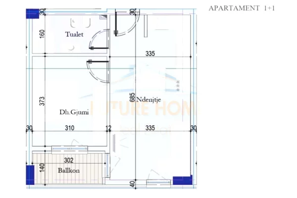 Shtepi ne shitje Apartament ne Tirane, 1+1, Mobilimi Bosh, pa mobiluar, Pagesa 86,300  Euro.