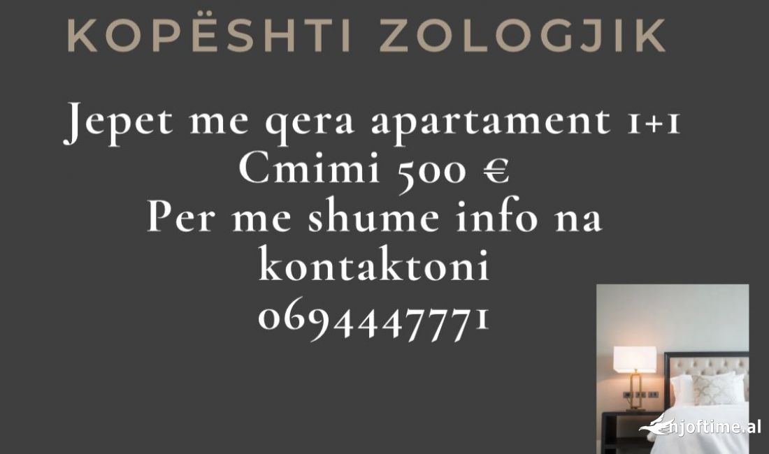 Shtepi me qera Apartament ne Tirane, 1+1, Mobilimi E mobiluar, Pagesa 500  Euro.