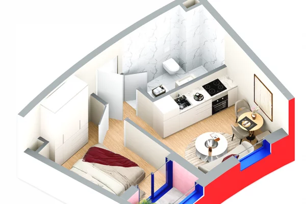 Shtepi ne shitje Apartament ne Tirane, 1+1, Mobilimi Bosh, pa mobiluar, Pagesa 77,000  Euro.