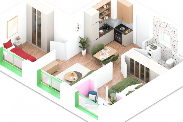 Shtepi ne shitje Apartament ne Tirane, 2+1, Mobilimi Bosh, pa mobiluar, Pagesa 126,000  Euro.