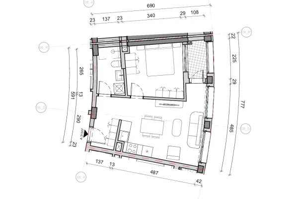 Shtepi ne shitje Apartament ne Tirane, 1+1, Mobilimi Bosh, pa mobiluar, Pagesa 116,000  Euro.