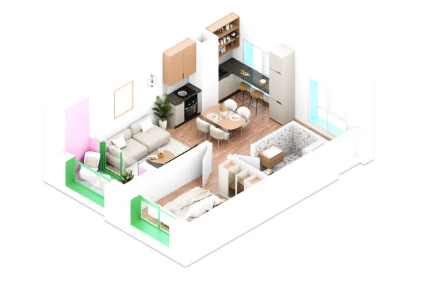 Shtepi ne shitje Apartament ne Tirane, 1+1, Mobilimi Bosh, pa mobiluar, Pagesa 134,000  Euro.