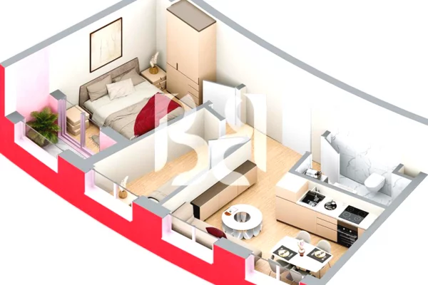 Shtepi ne shitje Apartament ne Tirane, 1+1, Mobilimi Bosh, pa mobiluar, Pagesa 98,000  Euro.