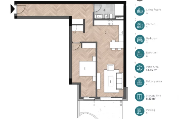 Apartment for sale in Himara 1+1, Emty