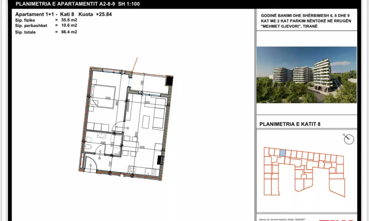 Shtepi ne shitje Apartament ne Tirane, 1+1, Mobilimi Bosh, pa mobiluar, Pagesa 79,200  Euro.