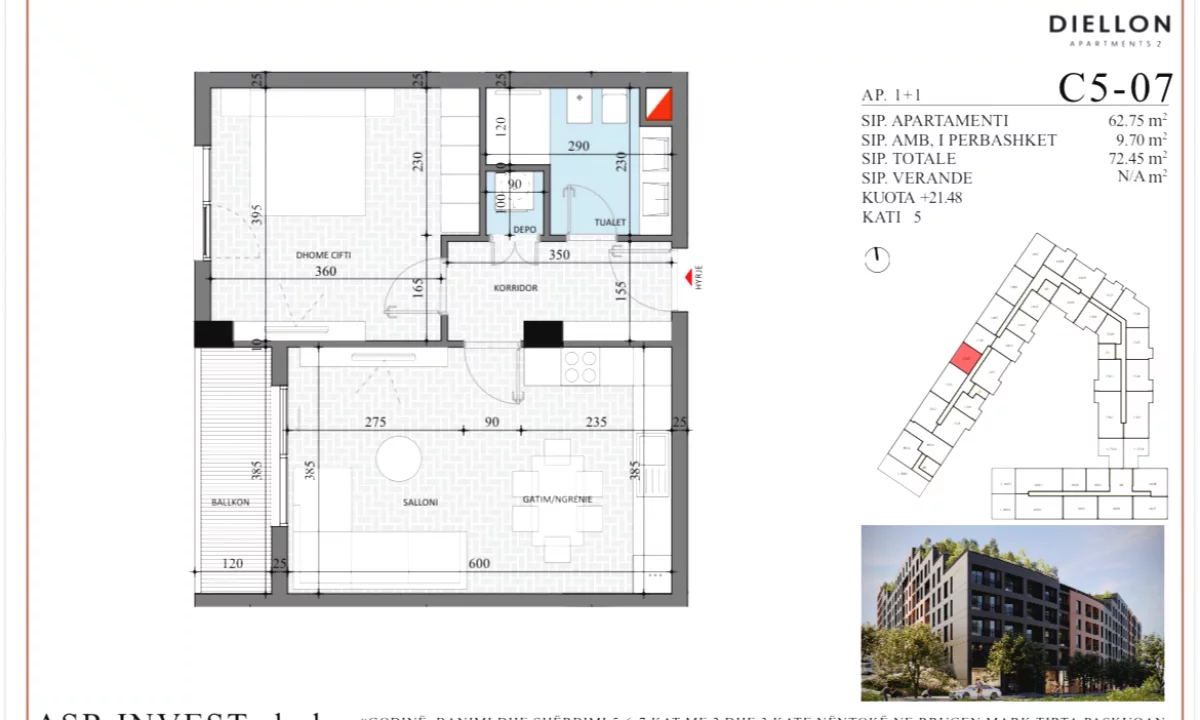 Shtepi ne shitje Apartament ne Tirane, 1+1, Mobilimi Bosh, pa mobiluar, Pagesa 79,700  Euro.