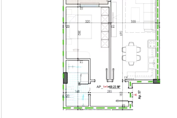 Shtepi ne shitje Apartament ne Tirane, 1+1, Mobilimi Bosh, pa mobiluar, Pagesa 59,700  Euro.