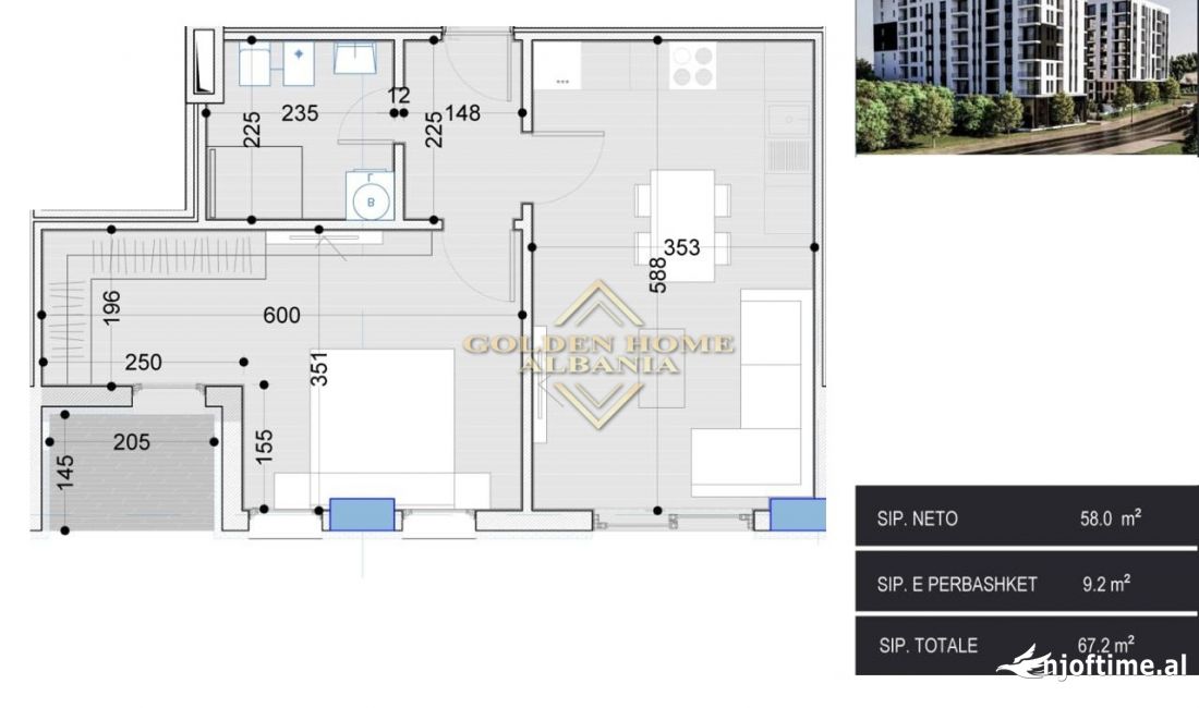 Appartamento in vendita a Tirana 1+1, Vuoto