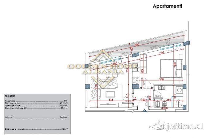 Appartamento in vendita a Tirana 1+1, Vuoto